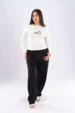 EMBROIDERY -Smile Long Sleeve Round Neck Top - Image 2