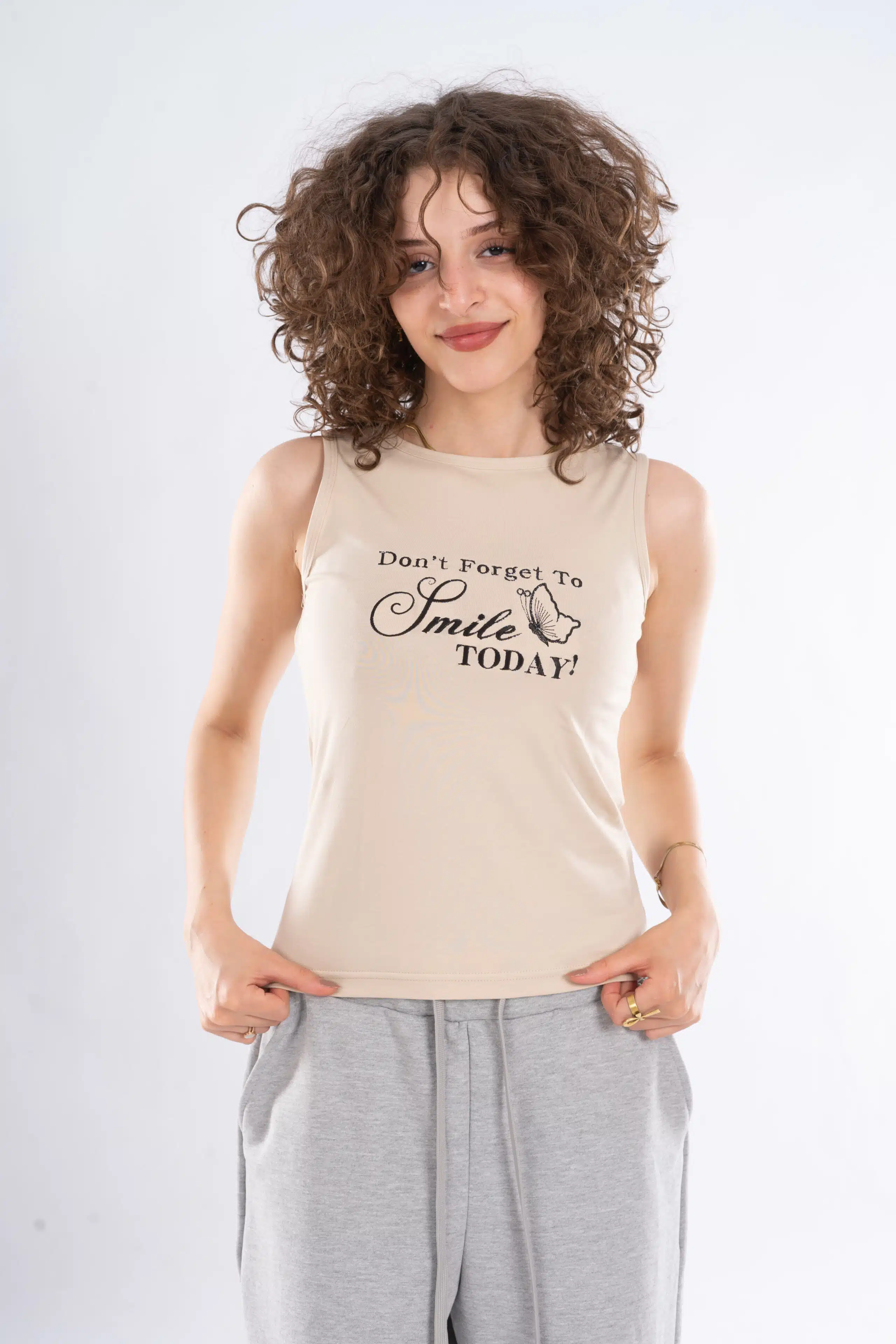 EMBROIDERY -SMILE -Sleeveless Top - Image 1